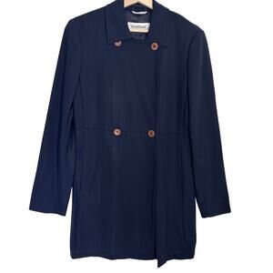 Sportmax Virgin Wool Double Breasted‎ Long Blazer | Navy | SZ 10